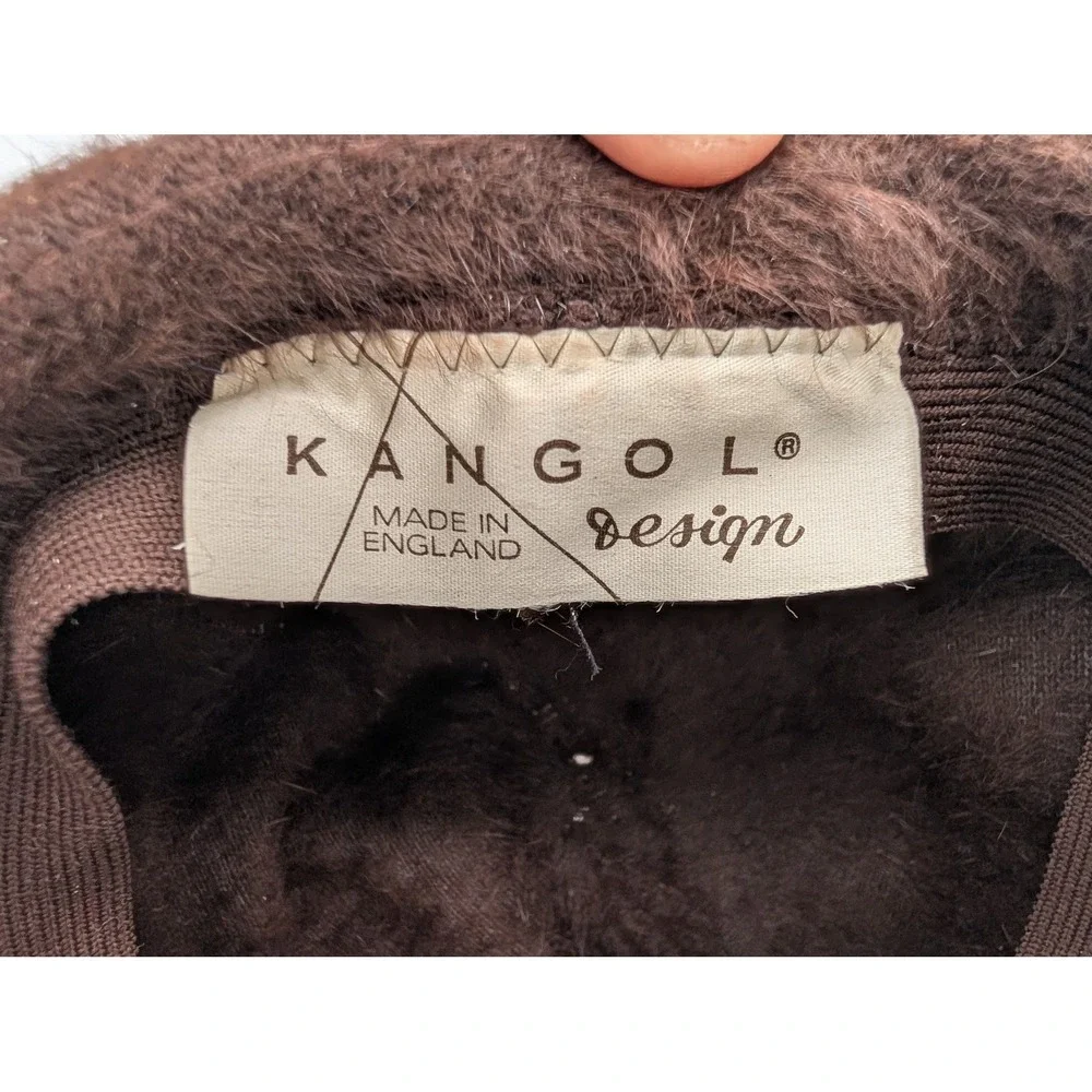 Vintage Kangol Design Brown Fuzzy Faux Fur Cloche Hat Made in England Grosgrain